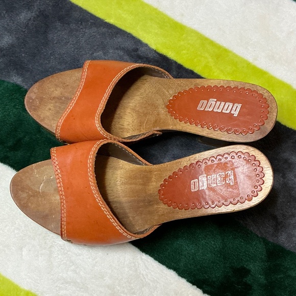 BONGO Women's Orange Leather Mules Size 7 - Picture 5 of 13